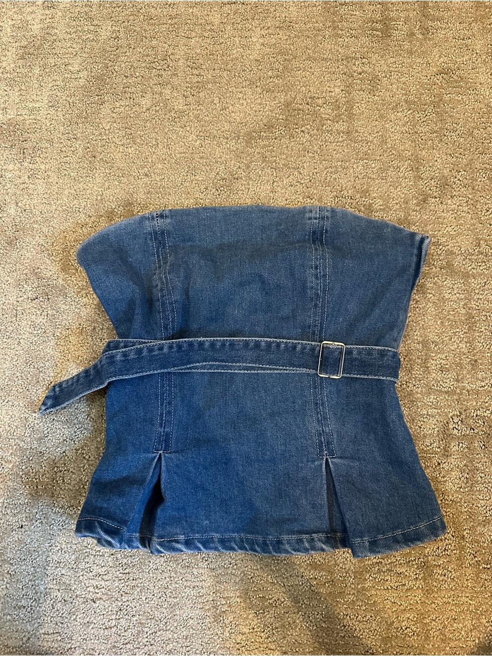 Altar'd State Blue Denim Strapless Top with Belt